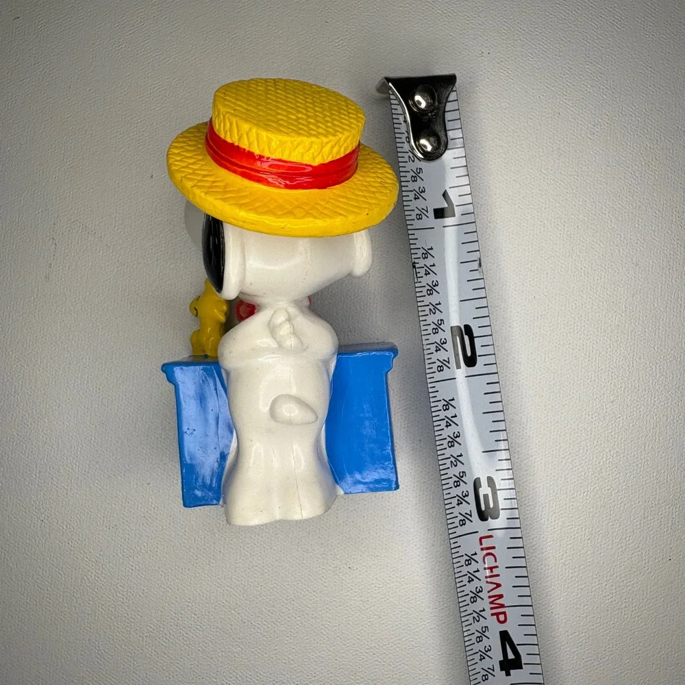 Vintage Snoopy Woodstock Free Kisses Ornament Peanuts Boater Hat Figurine